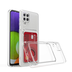 Galaxy M12 Case Card Holder Transparent Zore Setra Clear Silicone Cover - 1