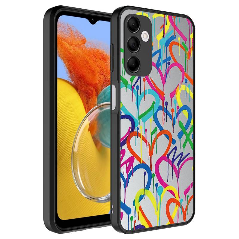 Galaxy M14 Case Mirror Patterned Camera Protected Glossy Zore Mirror Cover - 1