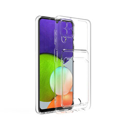 Galaxy M22 Case Card Holder Transparent Zore Setra Clear Silicone Cover - 5