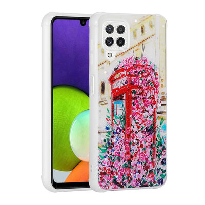 Galaxy M22 Case Glittery Patterned Camera Protected Shiny Zore Popy Cover - 7