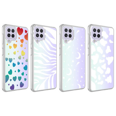 Galaxy M22 Case Zore M-Blue Patterned Cover - 2