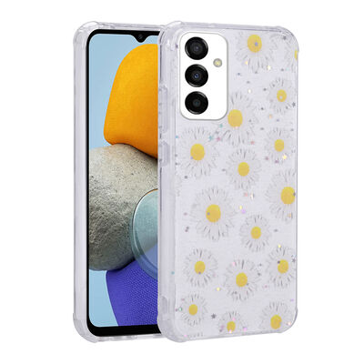 Galaxy M23 Case Glittery Patterned Camera Protected Shiny Zore Popy Cover - 7