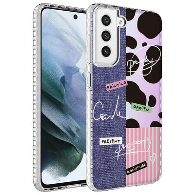Galaxy S21 FE Case Airbag Edge Colorful Patterned Silicone Zore Elegans Cover - 4