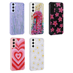 Galaxy S21 FE Case Camera Protected Patterned Hard Silicone Zore Epoksi Cover - 7