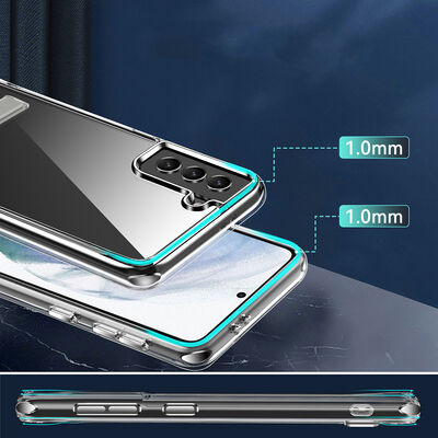 Galaxy S21 FE Case With Stand Transparent Silicone Zore L-Stand Cover - 6