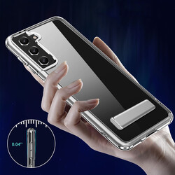 Galaxy S21 FE Case With Stand Transparent Silicone Zore L-Stand Cover - 13