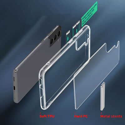 Galaxy S21 FE Case With Stand Transparent Silicone Zore L-Stand Cover - 11