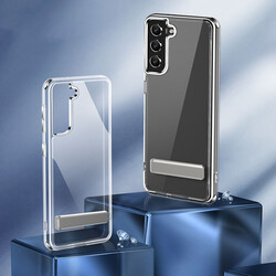 Galaxy S21 FE Case With Stand Transparent Silicone Zore L-Stand Cover - 9