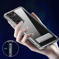 Galaxy S21 Ultra Case With Stand Transparent Silicone Zore L-Stand Cover - 8