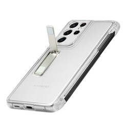 Galaxy S21 Ultra Case Zore Pen Compartment Stand Super Silicon Cover - 5