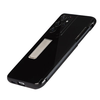 Galaxy S21 Ultra Case Zore Pen Compartment Stand Super Silicon Cover - 13