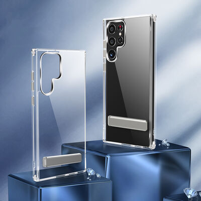 Galaxy S22 Ultra Case With Stand Transparent Silicone Zore L-Stand Cover - 11