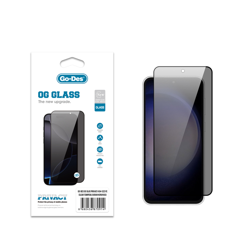 Galaxy S23 FE Go Des OG Glass Privacy Antistatik Temperli Cam Ekran Koruyucu - 2