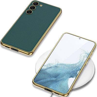 Galaxy S23 Plus Case Leather Look Edges Electroplating Coating Zore Fission Cover - 6