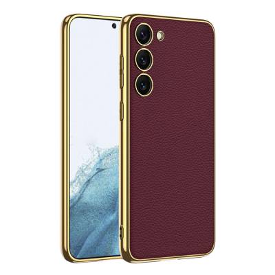 Galaxy S23 Plus Case Leather Look Edges Electroplating Coating Zore Fission Cover - 17