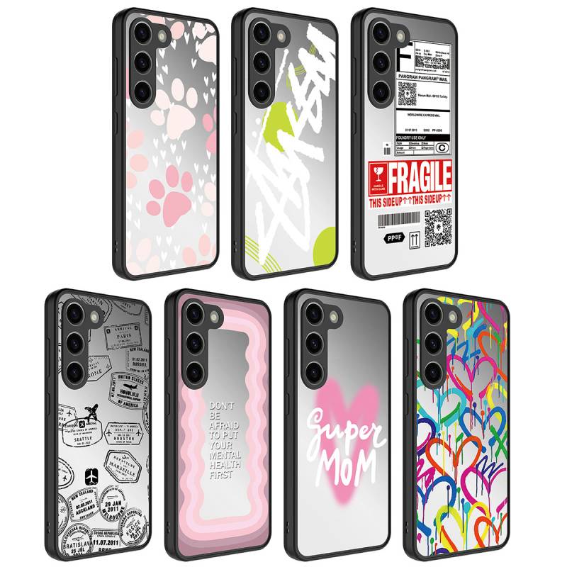Galaxy S23 Plus Case Mirror Patterned Camera Protected Glossy Zore Mirror Cover - 2
