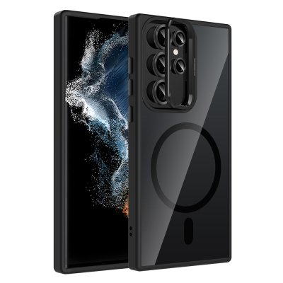 Galaxy S23 Ultra Case Stand Camera Lens Gift M-Safe Charging Feature Zore Etro Cover - 2