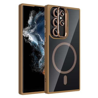 Galaxy S23 Ultra Case Stand Camera Lens Gift M-Safe Charging Feature Zore Etro Cover - 5