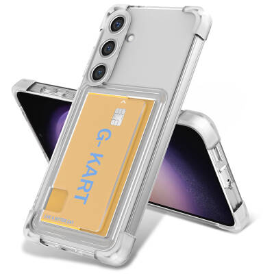 Galaxy S24 Case Airbag Designed Zore G-Card Cover with Transparent Card Holder - 1