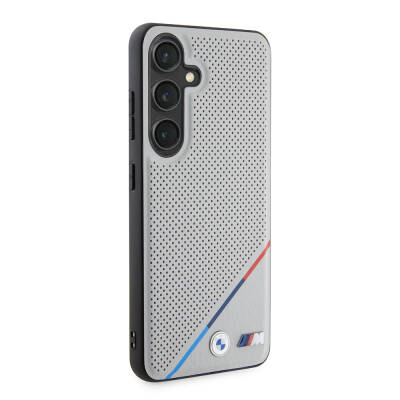 Galaxy S24 Case BMW Original Licensed Three Stripes Perforated Leather Cover with M Logo with Magsafe Charging Feature - 3