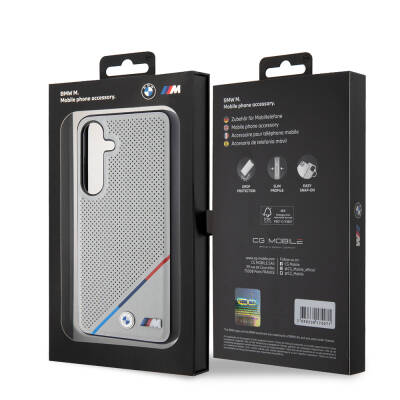 Galaxy S24 Case BMW Original Licensed Three Stripes Perforated Leather Cover with M Logo with Magsafe Charging Feature - 7