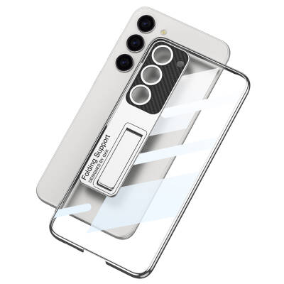 Galaxy S24 Case Camera Protected Transparent Design Zore Lego Stand Cover - 4