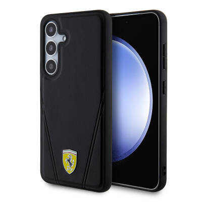 Galaxy S24 Case Ferrari Original Licensed Hot Print V Striped Leather Cover with Magsafe Charging Feature - 1