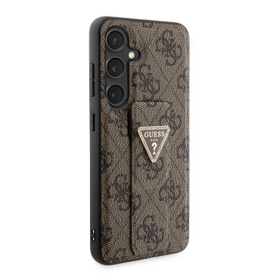 Galaxy S24 Case Guess Original Licensed 4G Patterned Triangle Logo Leather Cover with Stand - 3