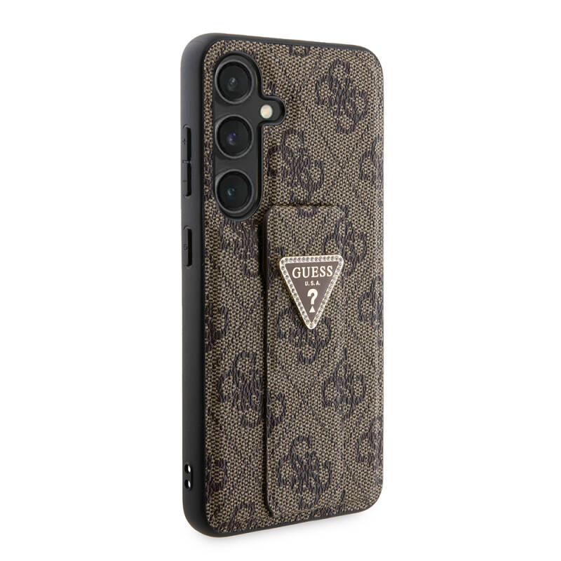 Galaxy S24 Case Guess Original Licensed 4G Patterned Triangle Logo Leather Cover with Stand - 3