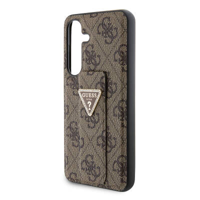 Galaxy S24 Case Guess Original Licensed 4G Patterned Triangle Logo Leather Cover with Stand - 5