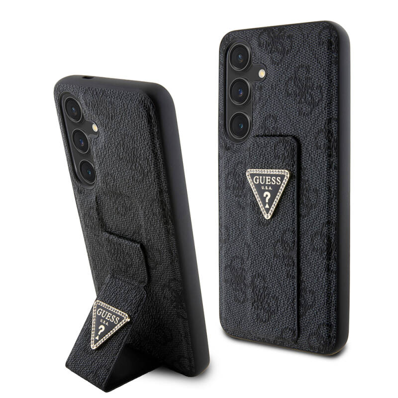 Galaxy S24 Case Guess Original Licensed 4G Patterned Triangle Logo Leather Cover with Stand - 8
