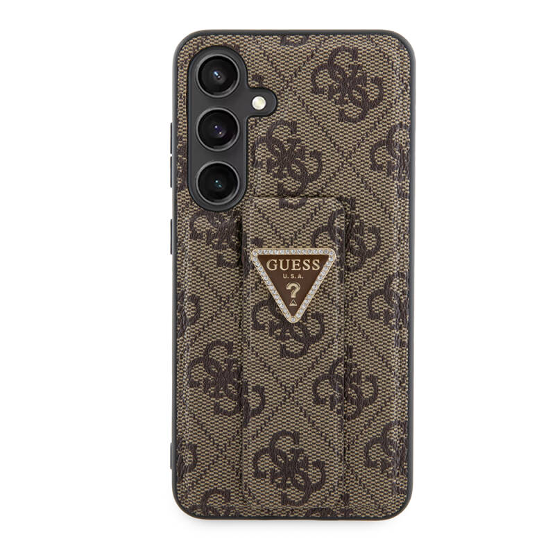 Galaxy S24 Case Guess Original Licensed 4G Patterned Triangle Logo Leather Cover with Stand - 16