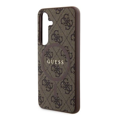 Galaxy S24 Case Guess Original Licensed Magsafe Charging Featured PU Ring 4G Patterned Text Logo Cover - 6