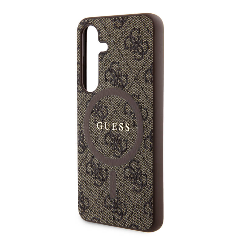 Galaxy S24 Case Guess Original Licensed Magsafe Charging Featured PU Ring 4G Patterned Text Logo Cover - 6