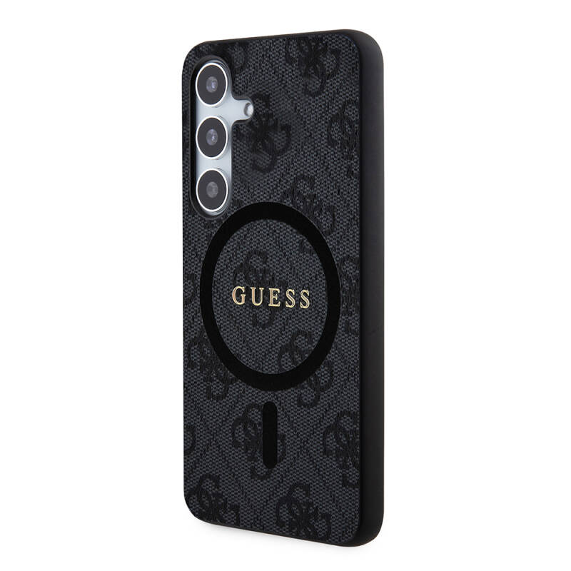 Galaxy S24 Case Guess Original Licensed Magsafe Charging Featured PU Ring 4G Patterned Text Logo Cover - 8