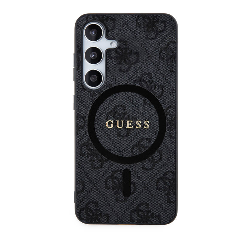 Galaxy S24 Case Guess Original Licensed Magsafe Charging Featured PU Ring 4G Patterned Text Logo Cover - 9