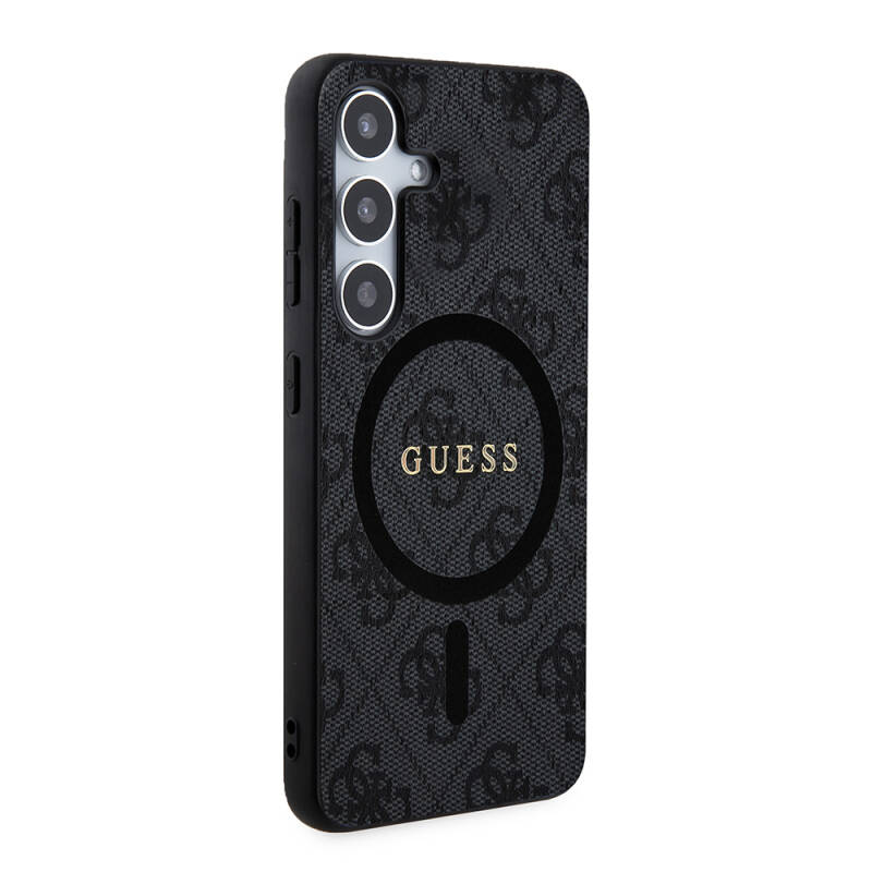 Galaxy S24 Case Guess Original Licensed Magsafe Charging Featured PU Ring 4G Patterned Text Logo Cover - 10