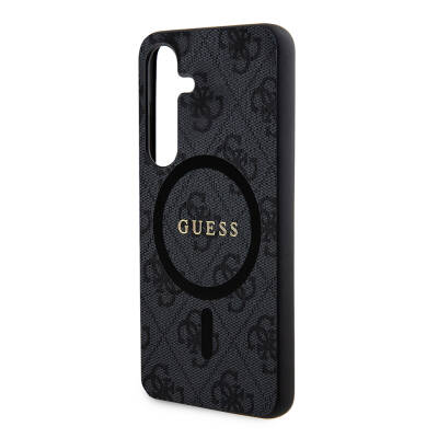 Galaxy S24 Case Guess Original Licensed Magsafe Charging Featured PU Ring 4G Patterned Text Logo Cover - 12