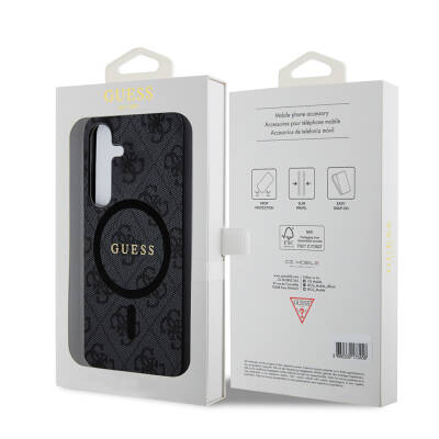 Galaxy S24 Case Guess Original Licensed Magsafe Charging Featured PU Ring 4G Patterned Text Logo Cover - 17