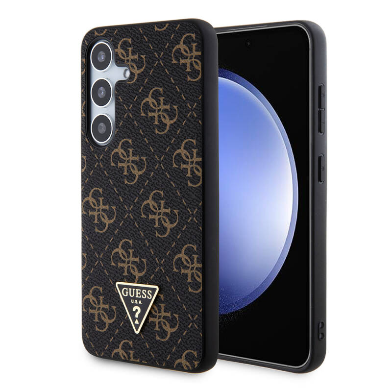 Galaxy S24 Case Guess Original Licensed PU Triangle Logo 4G Patterned Cover - 1
