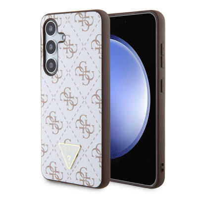 Galaxy S24 Case Guess Original Licensed PU Triangle Logo 4G Patterned Cover - 9