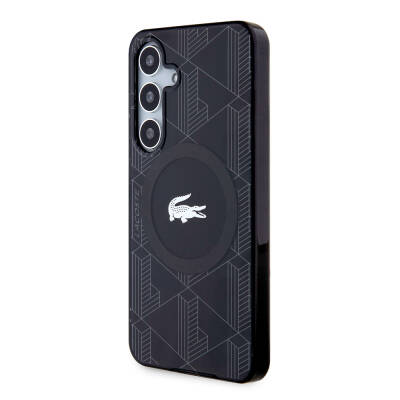 Galaxy S24 Case Lacoste Original Licensed Magsafe Charging Featured Double Layer Crocodile Logo Blend Monogram Cover - 2