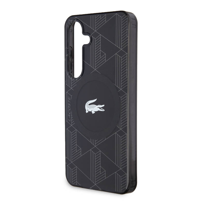 Galaxy S24 Case Lacoste Original Licensed Magsafe Charging Featured Double Layer Crocodile Logo Blend Monogram Cover - 5