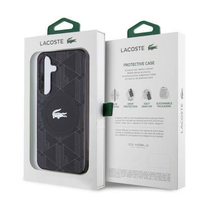 Galaxy S24 Case Lacoste Original Licensed Magsafe Charging Featured Double Layer Crocodile Logo Blend Monogram Cover - 7