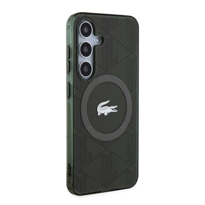 Galaxy S24 Case Lacoste Original Licensed Magsafe Charging Featured Double Layer Crocodile Logo Blend Monogram Cover - 11