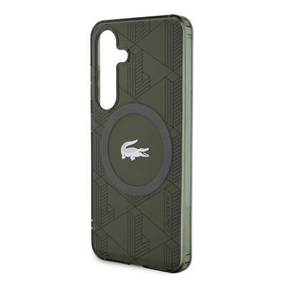 Galaxy S24 Case Lacoste Original Licensed Magsafe Charging Featured Double Layer Crocodile Logo Blend Monogram Cover - 13