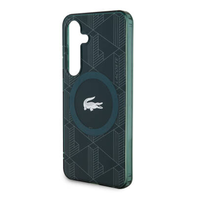 Galaxy S24 Case Lacoste Original Licensed Magsafe Charging Featured Double Layer Crocodile Logo Blend Monogram Cover - 21