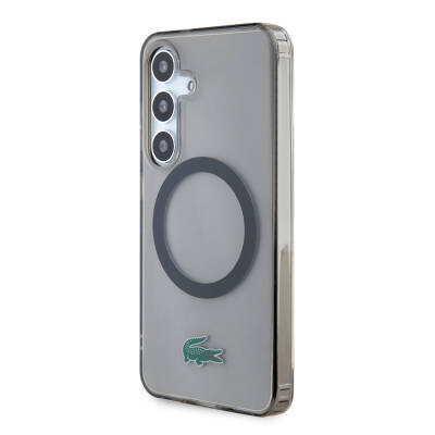 Galaxy S24 Case Lacoste Original Licensed Magsafe Transparent Crocodile Logo Printed Cover with Charging Feature - 2