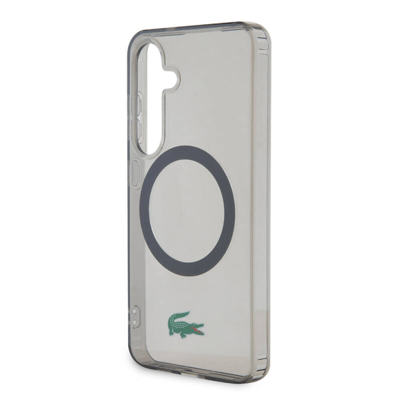Galaxy S24 Case Lacoste Original Licensed Magsafe Transparent Crocodile Logo Printed Cover with Charging Feature - 5