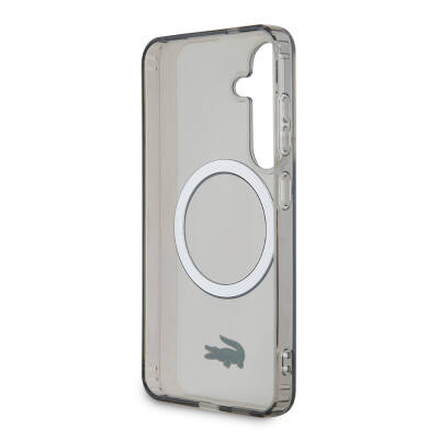 Galaxy S24 Case Lacoste Original Licensed Magsafe Transparent Crocodile Logo Printed Cover with Charging Feature - 6